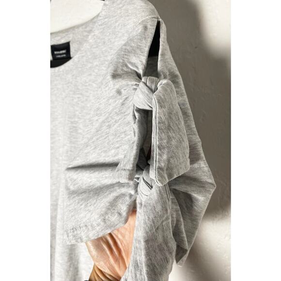 Women's Banana Republic Double Tie T Shirt Bow Sleeve Heather Gray Supima Cotton - Picture 4 of 6